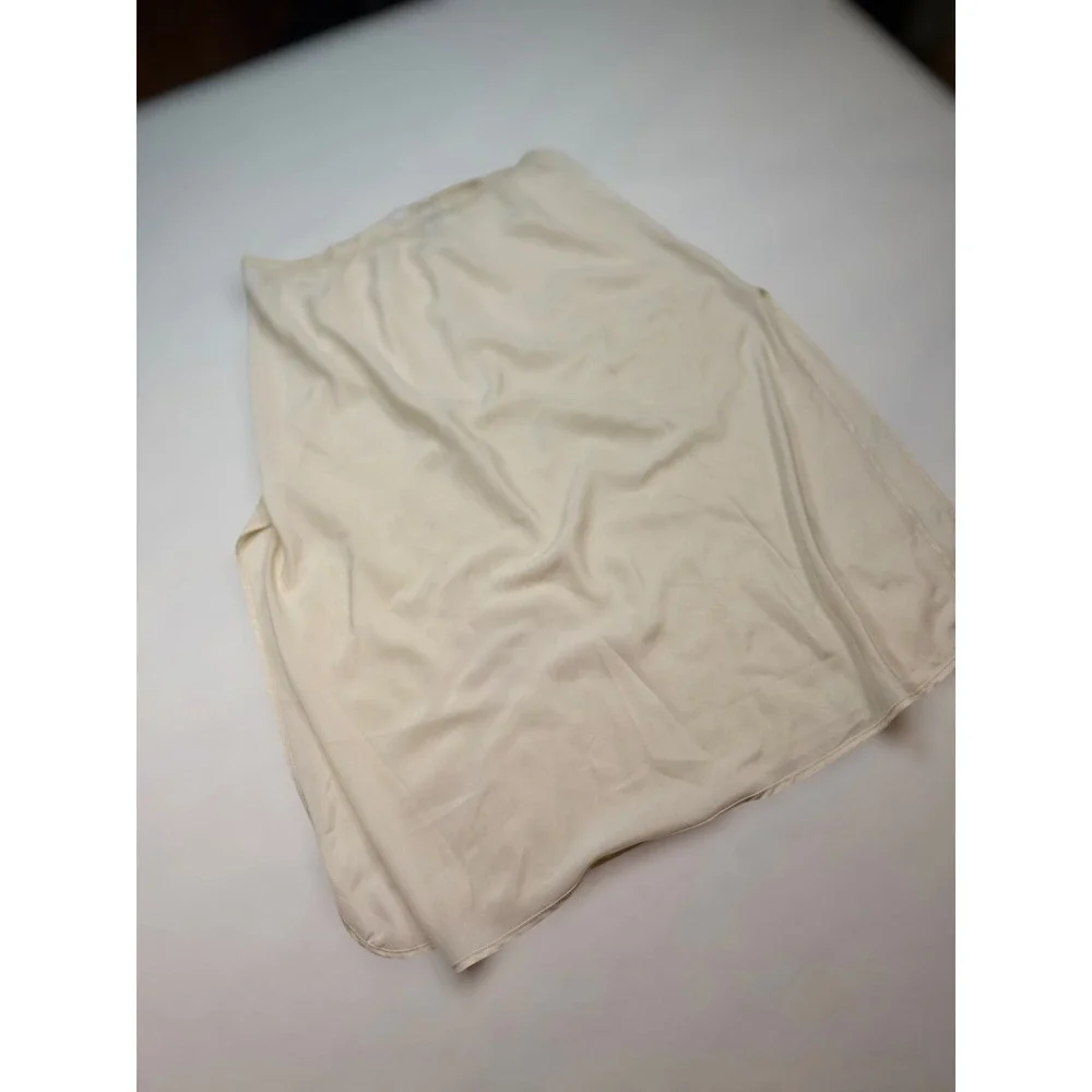 Vintage Lady Lynne Cream Half Slip Midi Skirt Side‎ Slit Lingerie Medium 27 Inch